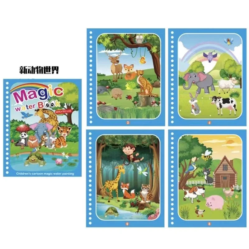 1P Reusable Water Drawing Book - Mess-Free Magic Painting Pad with Refillable Water Pen