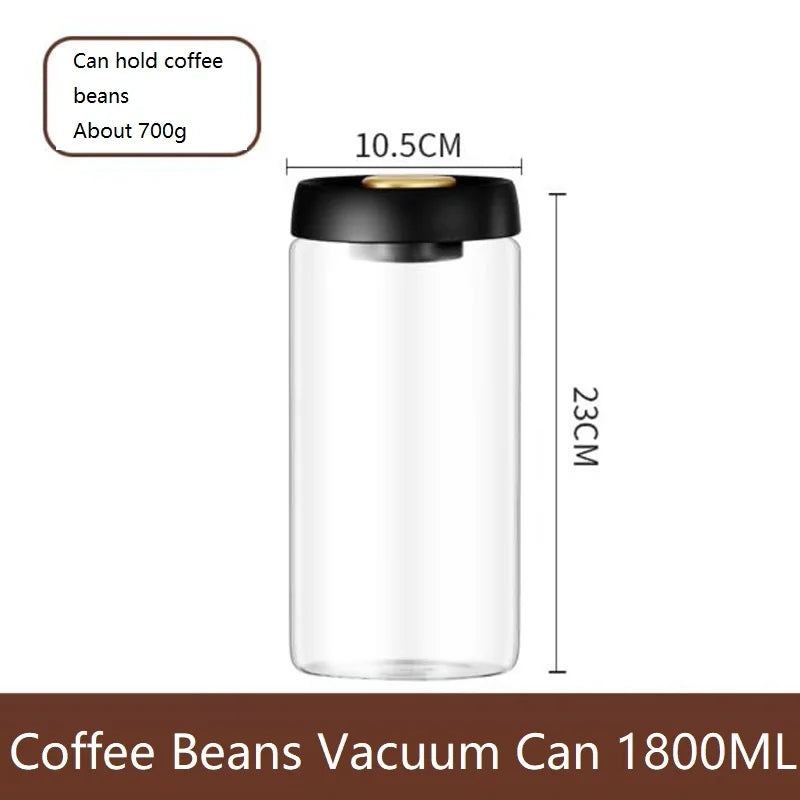 Vacuum Sealed Jar Coffee Bean Storage Bottle Kitchen Food Grain Tea Glass Jar Fresh Storage Jar Kitchen Accessories