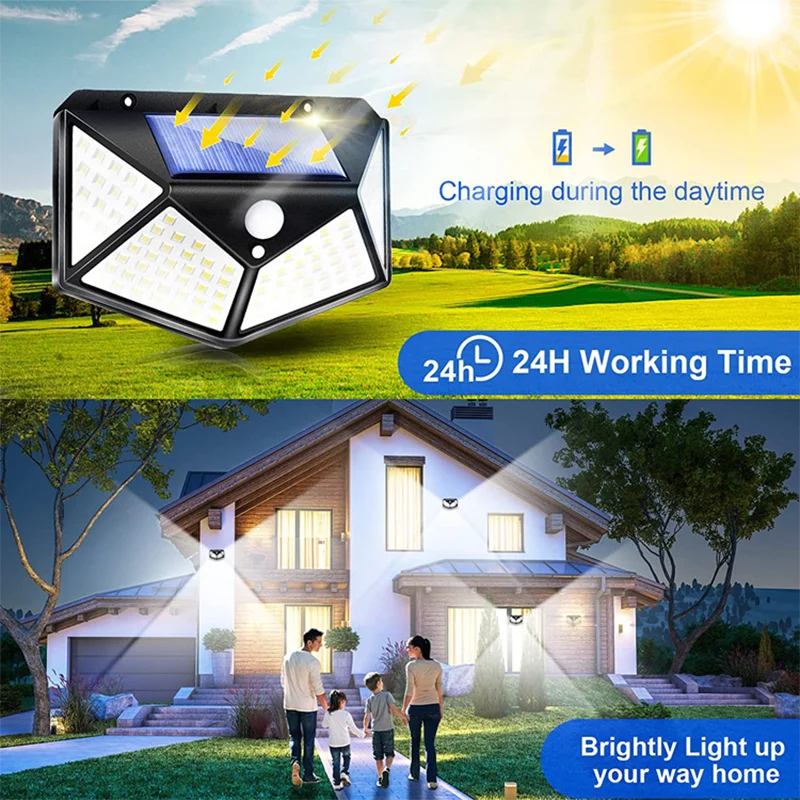 Multifunctional Solar Lamp Outdoor Garden Decoration Solar LED Light Waterproof Sunlight Powered Spotlight with Motion Sensor