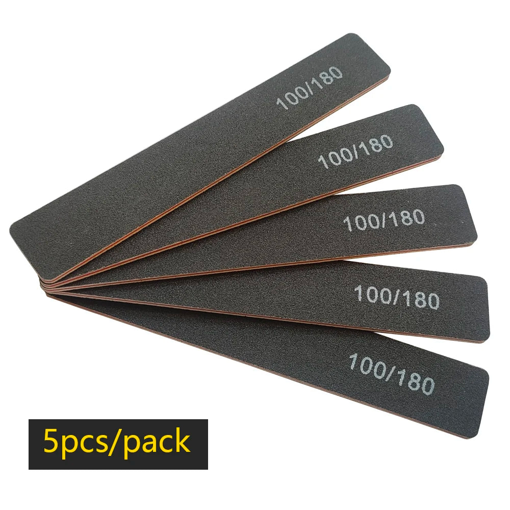 Nail File Buffer 100/180 Grit Half Moon Nail Files Double Side Sandpaper Nail Sanding Grinding Gel Nail Polish Manicure Tool