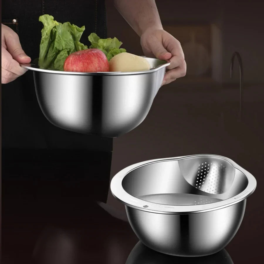 Rice Washer Strainer Bowl Stainless SteelRice Washing Bowl Rice Sieve Colander Fruit And Vegetable Strainer Kitchen Tools
