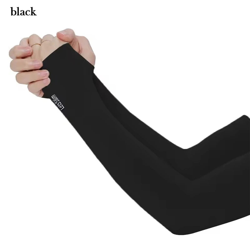 Outdoor UV Solar Arm Cover for Men and Women Riding Cool Ice Silk Elastic Arm Cover for Driving Sunscreen Sleeve Cover in Summer