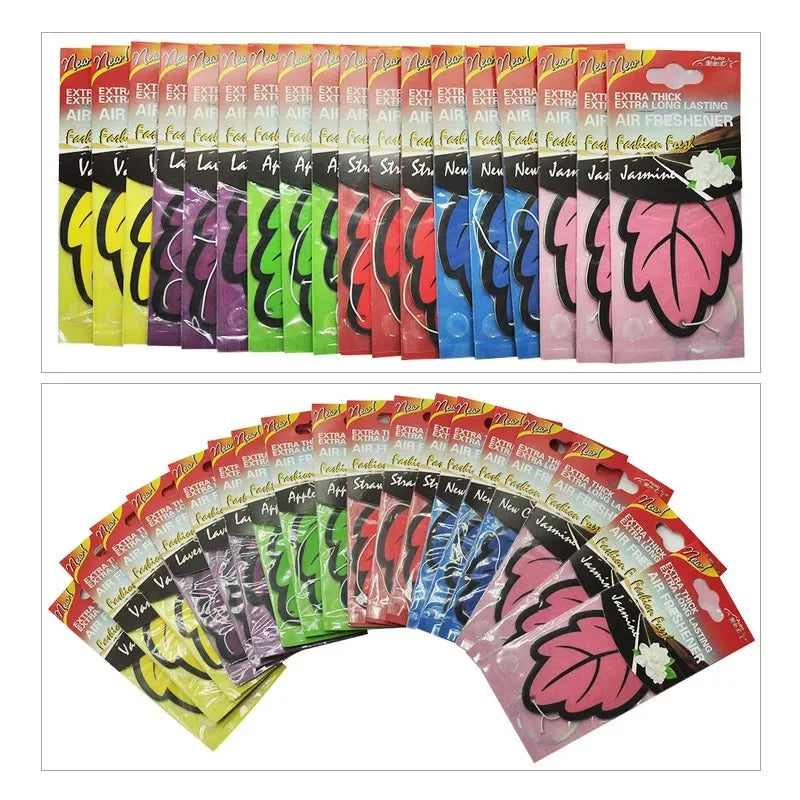 3-60pcs Car Air Freshener Natural Scented Tea Paper Auto Hanging Vanilla Perfume Fragrance Leaf Shape Car Accessories Interior