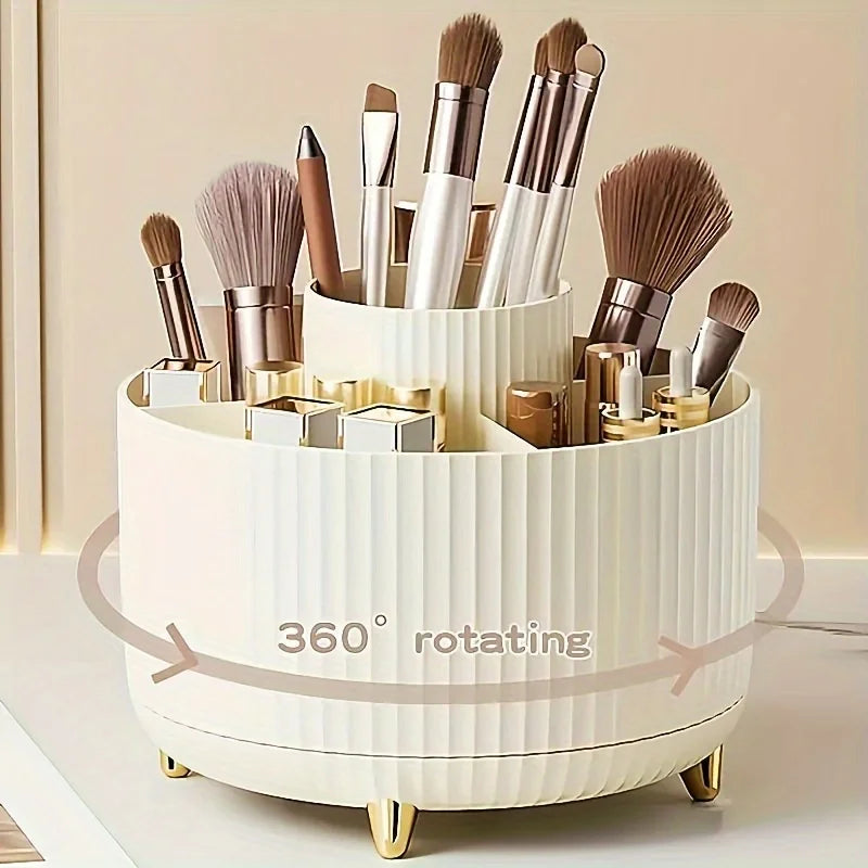 360-degree Rotating Cosmetic Storage Box -cosmetic Storage Box with 5 Compartments - Multi-functional Storage Box for Brushes