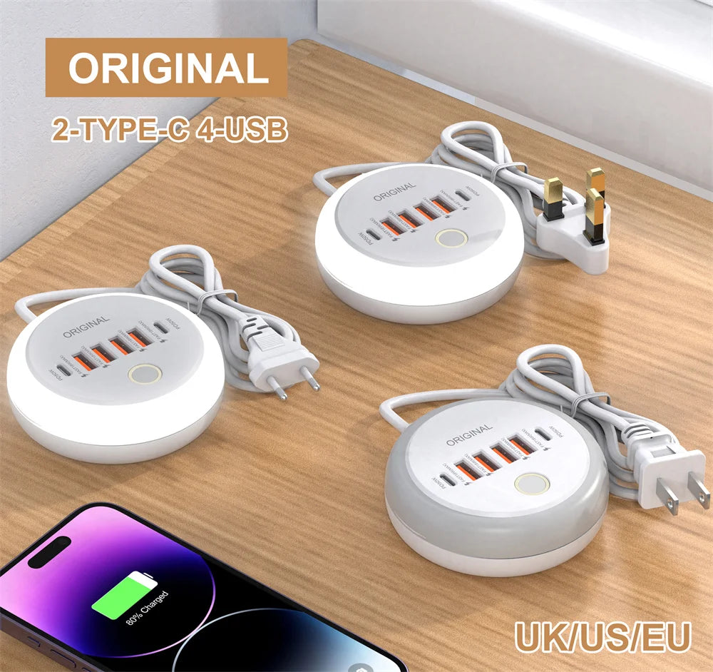50W USB Charger Multi Ports Power Strip Socket Fast Charging Travel Charger For iPhone Samsung Xiaomi Quick Charge Phone Adapter