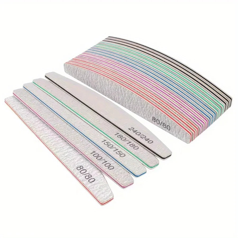 1/3/5/10Pcs Professional Nail File 80/100/150/180/240 Sandpaper Strong Thick Sanding Half Moon Lime nail accessories and Tools