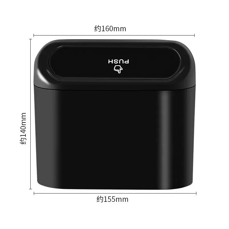 Car Trash Bin Hanging Vehicle Garbage Dust Case Storage Box Plastic Pressing Square Trash Can Type Auto Car Supplies