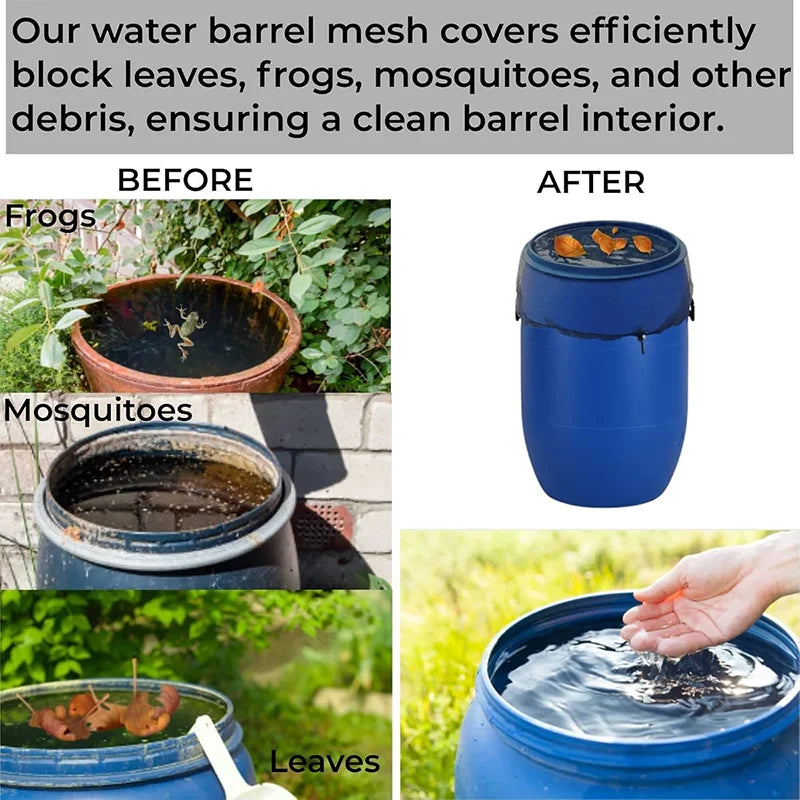 Rain Barrels Screen Water Bucket Covers,Rainwater Collector Tank Net Cover,Rain Water Collection Bucket Netting with Drawstring