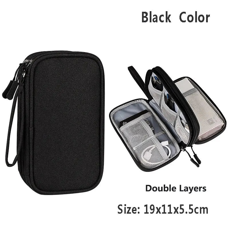 Data Cable Storage Bag Waterproof Portable Carry Case  Storage Bag Travel Organizer Bag for Cable Cord USB Charger