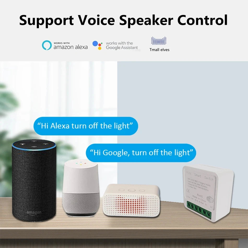 16A MINI Wifi Smart Switch Breaker 2WAY Control Timer Wireless Switches Smart Home Automation Work With Tuya Alexa Google Home