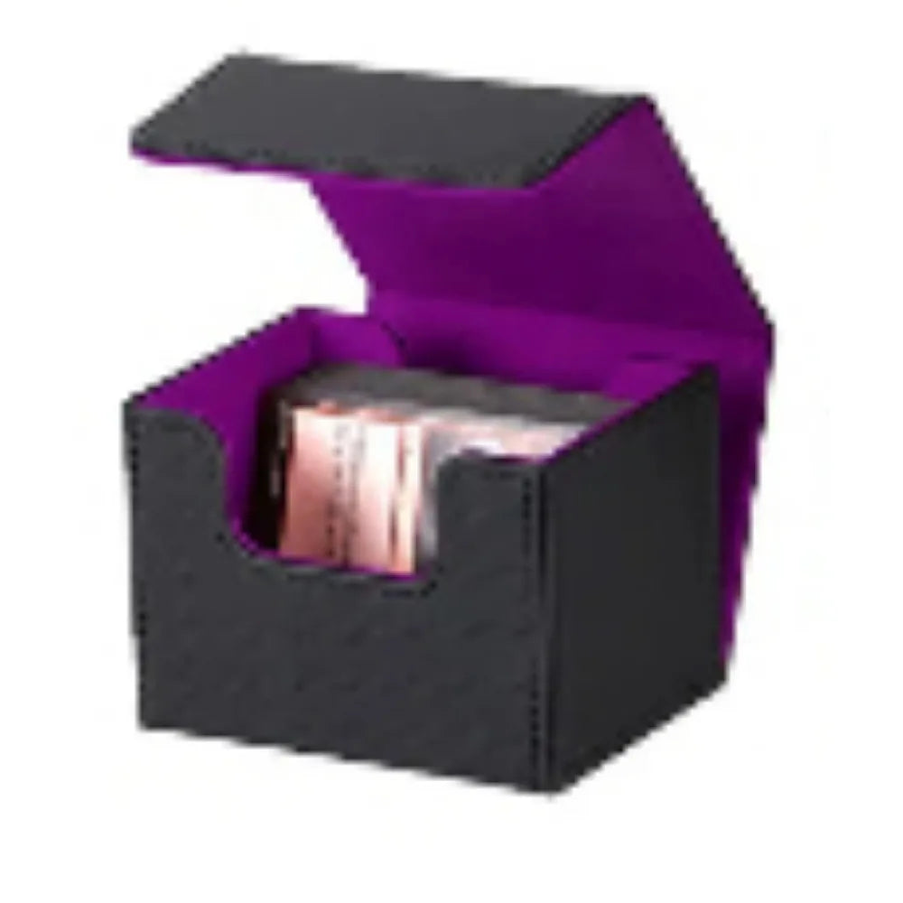 100+ Cards Deck Box Flip Side Inserted Type Leather Card Collection Box, Planet Card Storage Box, Game Peripheral Card Box, Wanz