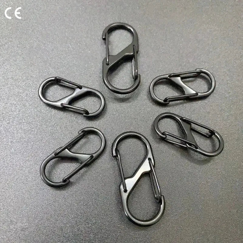 10 Pcs S Shaped Carabiner Metal Double Hooks Carabiner Keychain Small Spring Clips for Camping Fishing Traveling