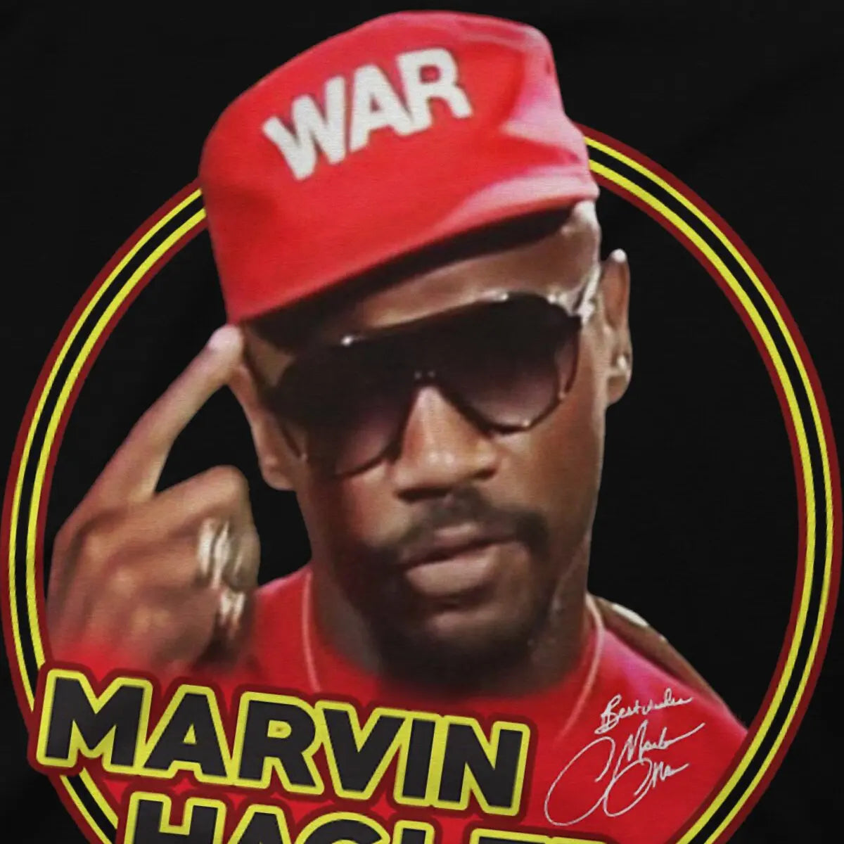American Middleweight Boxer Creative TShirt for Men Marvin Hagler Marvelous War Round Neck Pure Cotton T Shirt Hip Hop Gift