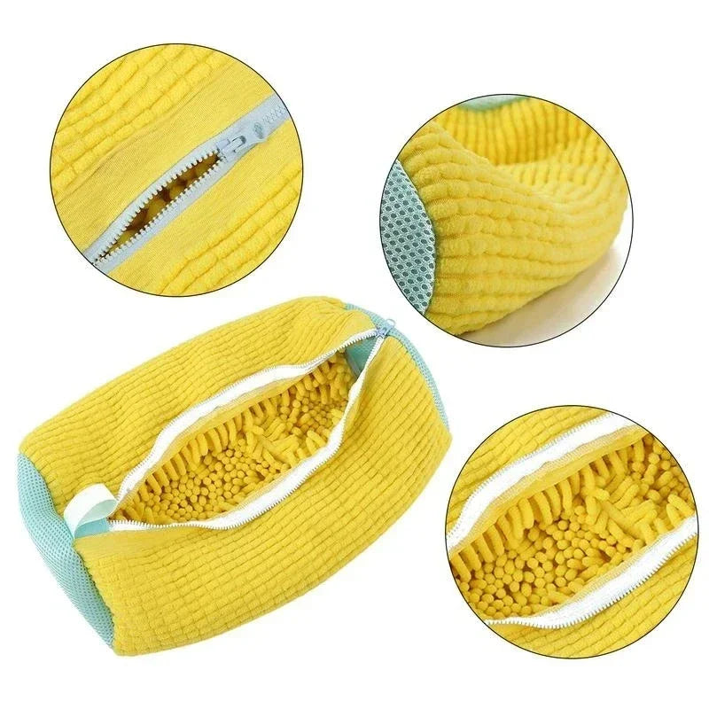 1PC Shoes Wash Bag Laundry Fluffy Fibers Padded Net Polyester Washing Shoes Bags Easily Remove Dirt Shose Anti-Deformation Bag