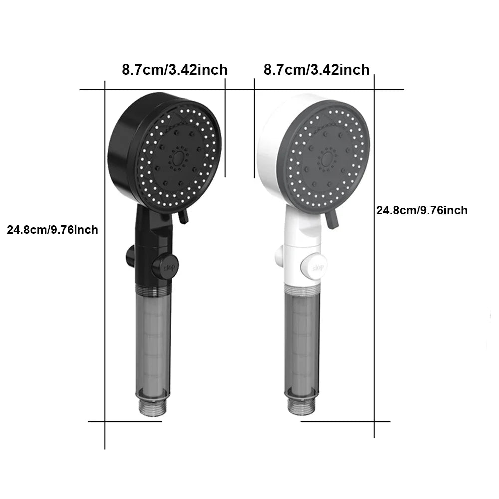 10 Spray High-Pressure Water Saving Filtered Shower Head Handheld Showerhead Fall Resistance Black White Bathroom Shower Nozzle