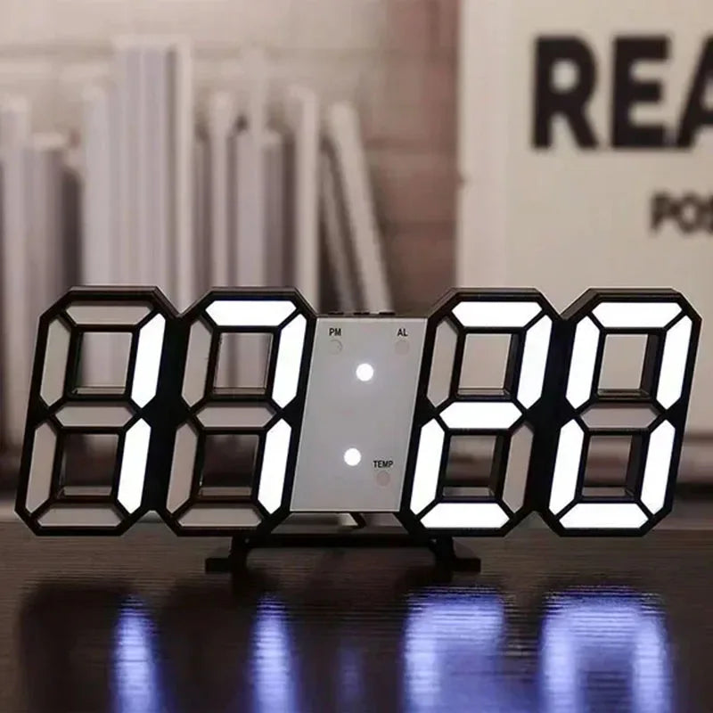 3D LED Wall Clock: Modern Digital Design with Nightlight & Luminous Alarm for Living Room Decor