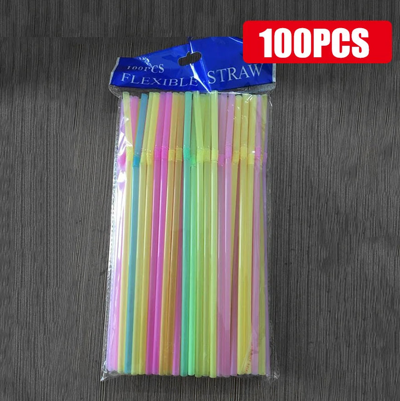 50-1000Pcs Multicolor Straw Drinking Kunststof Straws for Wedding Party Supplies Beverage Kitchen Cocktail Drinking Straws
