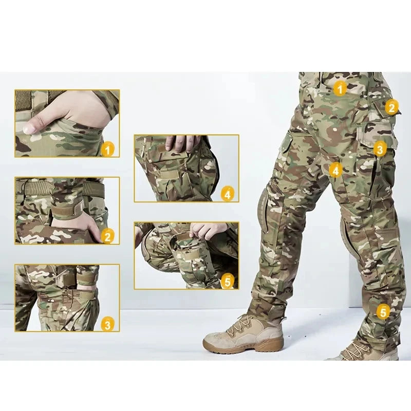 Military Uniform Camouflage Tactical Multicam Suit Men Airsoft Combat Paintball Shirt Coat Pant Soldier Sniper Hunting Clothes