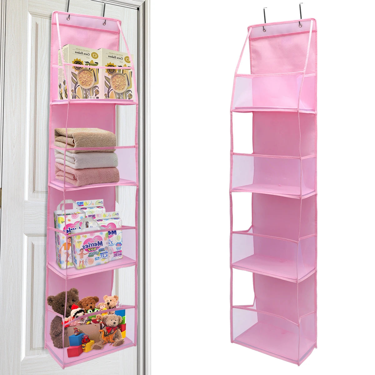 1pc 4 /6Layer Over The Door Hanging Organizer Cosmetics Wall Hanging Storage Organizerfor Nursery Bathroom Closet Bedroom Dorm