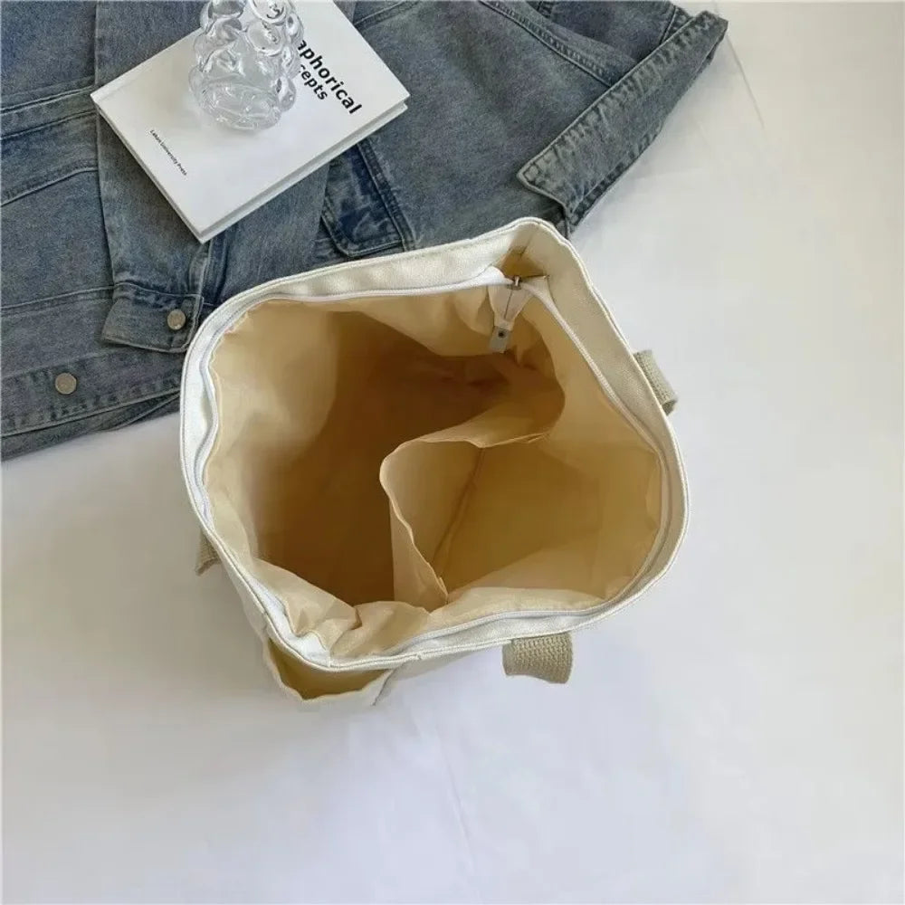 Large Capacity Canvas Tote Bags for Work Commuting Carrying Bag College Style Student Outfit Book Shoulder Bag Shopping Bag