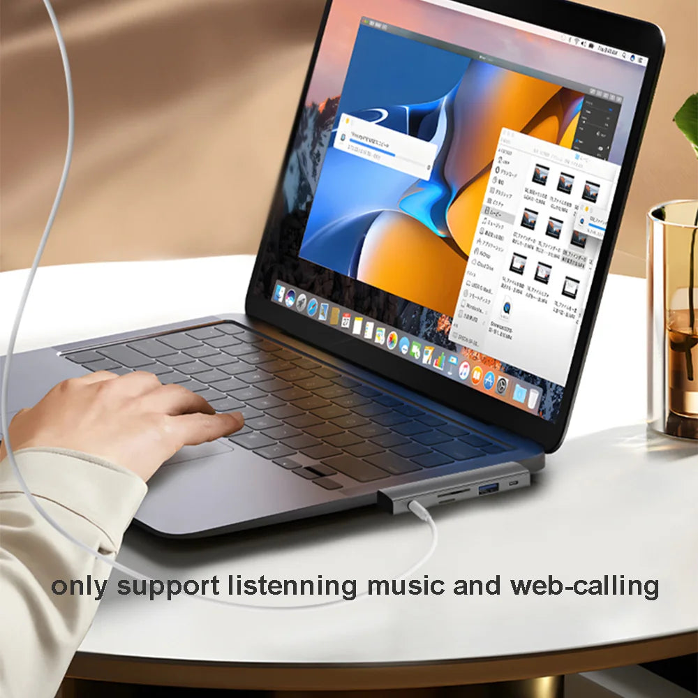 90 Degree Type-C USB 3.0 6 in 1 Hub  to PD60W  TF/SD 3.5mm Jack Adapter Cables Card Read For Samsung Xiaomi Huawei iphone 15 pro