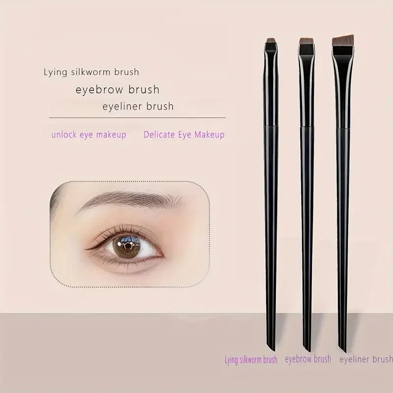 3 Pcs edge eyeliner brush oblique head eyebrow brush outline eyeliner brush ultra-thin eyeshadow brush makeup tools