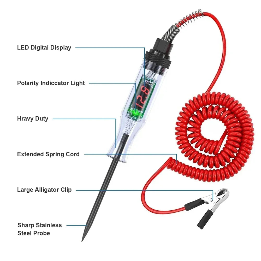 QXNY Test Light Automotive Circuit Tester 5V 12V 24V 36V 48V 90V DC Digital LCD Display Prolong for Sedan,SUV,RV,Truck,Lawn