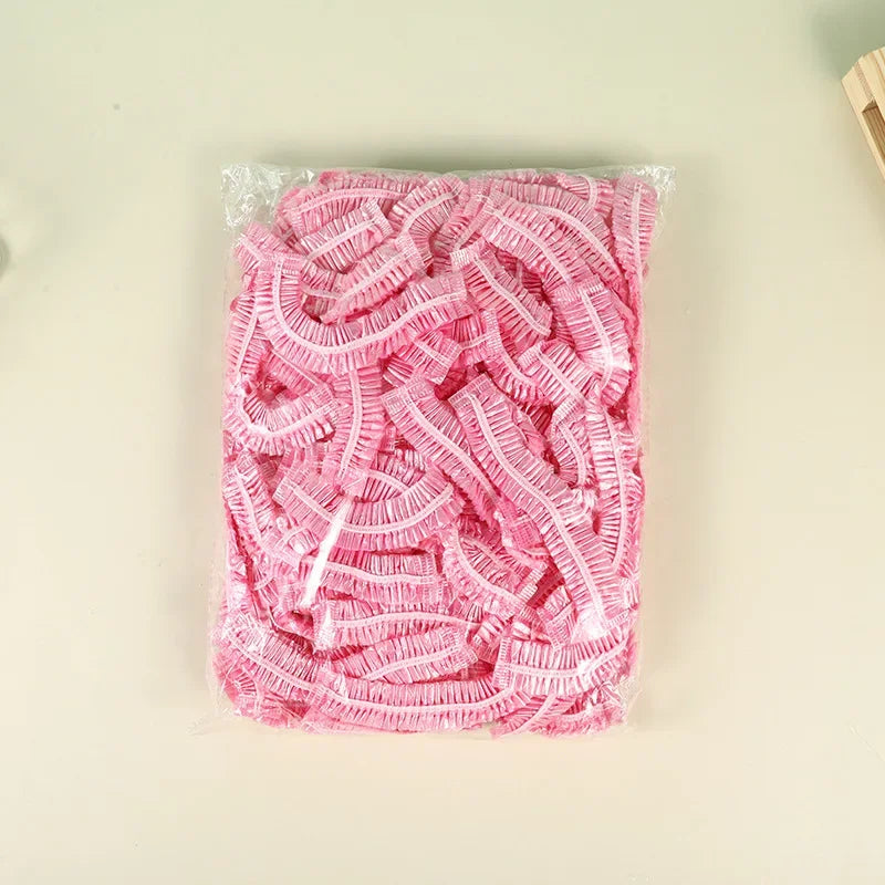 100/300pcs Disposable Plastic Shower Cap Elastic Disposable Shower Caps Anti Dust Waterproof Hat  Hair Salon Beauty Accessories