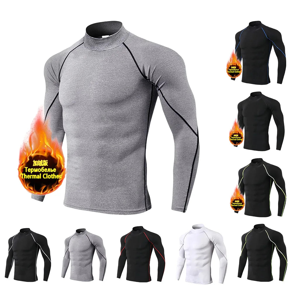Winter Man Compression Shirt Cycling Clothing Warmth Shirt Warm Bottoming Shirt Men Compression T-Shirt Gym Sportswear 2024 New