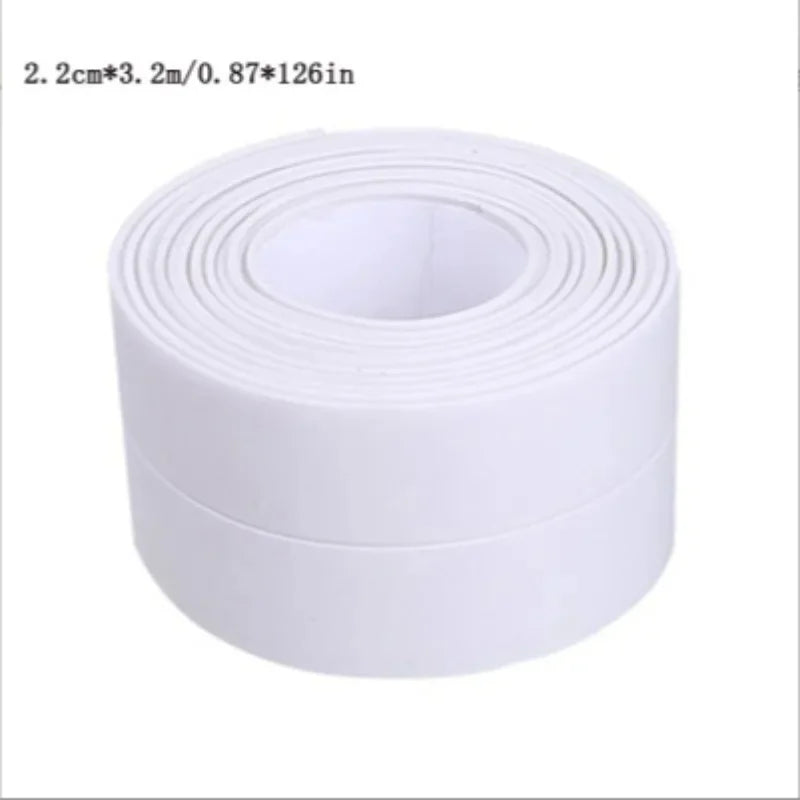 3.2m PVC Waterproof Sealing Tape for Bathroom Sink, Shower, Bathtub and Toilet - Self Adhesive Wall Sticker