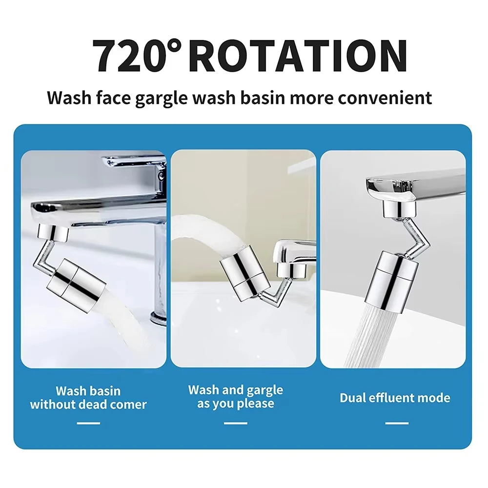 720 Degree Universal Faucet Washbasin Faucet Extension Adapter Aerator Splash Proof Rotating Water Saving ABS Plastic Faucet