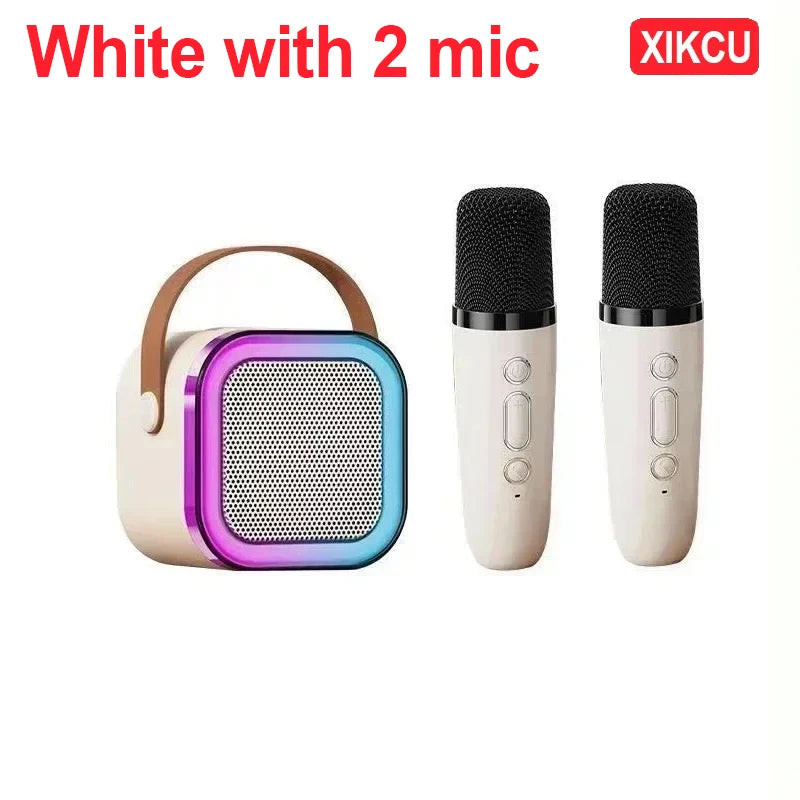 XIKCU K12 Bluetooth Karaoke Machine Portable 5.3 PA Speaker System with 1-2 Wireless Microphones Home Family Singing Children's