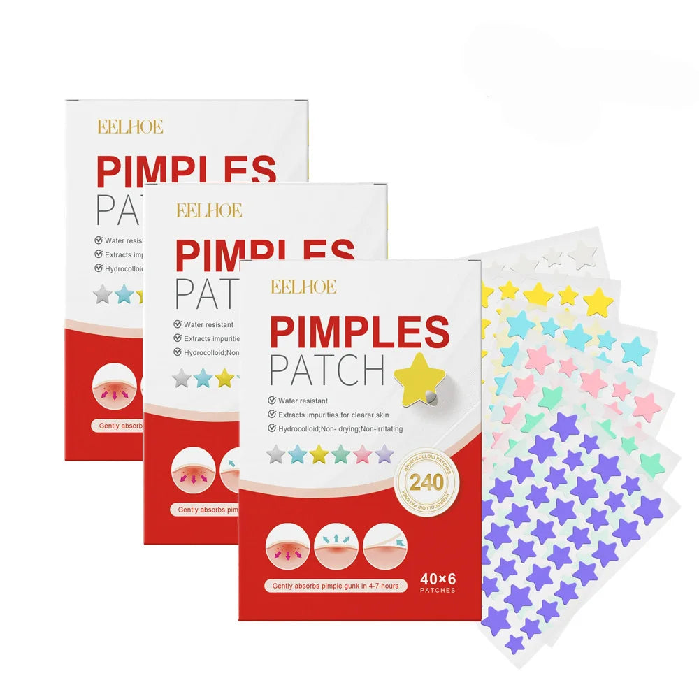 240pcs New Pimple Patch Acne Patches Heart/Star/Flower/Round Shape Acne Dots Patches Moisturizes for Covering Zits and Blemishes