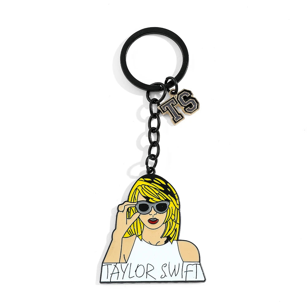 Taylor Swlft Fashion Music Pop Singer Metal Enamel Cartoon Fashion Pendant Keychain Movie Novel Badges Friends Gift