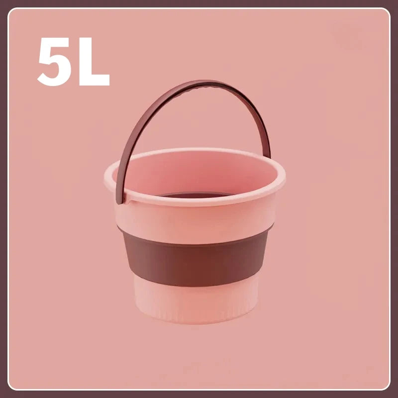 5/10/17L Folding Portable Bucket with Cover Car Wash Fishing Bathroom Tool Silicone Bucket Outdoor Camping Household Supplies