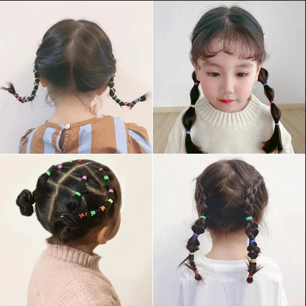 500/1000/2000pcs Girls Colourful Disposable Rubber Band Hair Ties Headband Children Ponytail Holder Bands Kids Hair Accessories