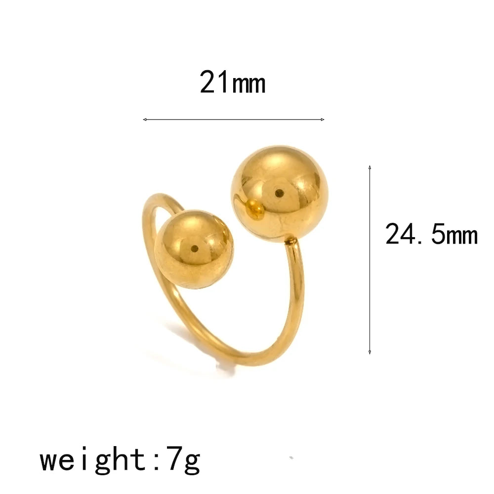 Personalized creativity 18K Gold Plated Stainless Steel Spheres Ring Unique Geometric Bubble Ring Open Size Fashion Rings