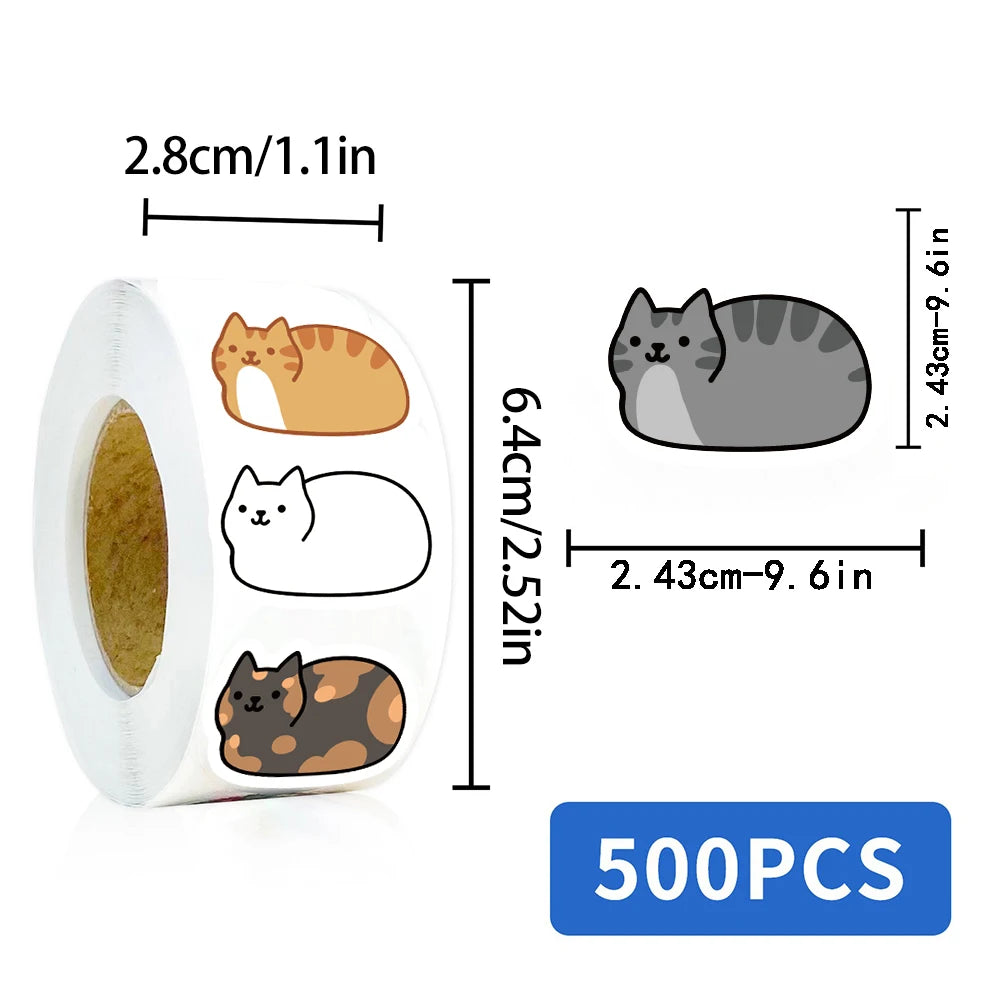 500PCS Kawaii Cartoon Cat Tuo Tuo Roll Stickers Skateboard Laptop Luggage Skateboard Phone Gift Waterproof Phone Cute Sticker ﻿