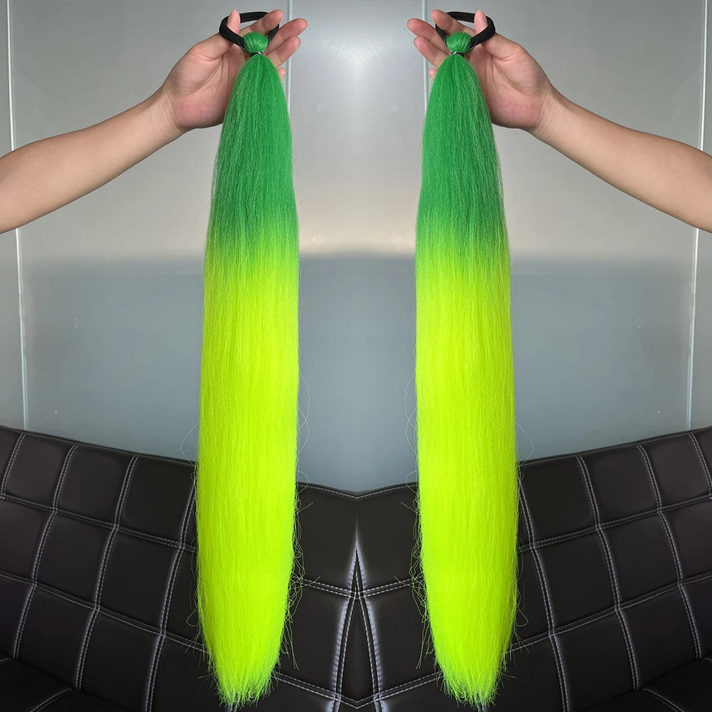 Synthetic 2Pcs Straight Ponytail With Elastic Hair Tie Colorful Braiding Ponytail Hair Extensions Hair Accessories For Women