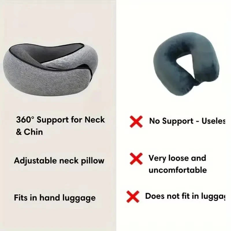 Travel Neck Pillow Memory Foam U-shaped Pillow Snail Style Travel Neck Support Portable Adjustable Soft Noon Break Sleep Pillows
