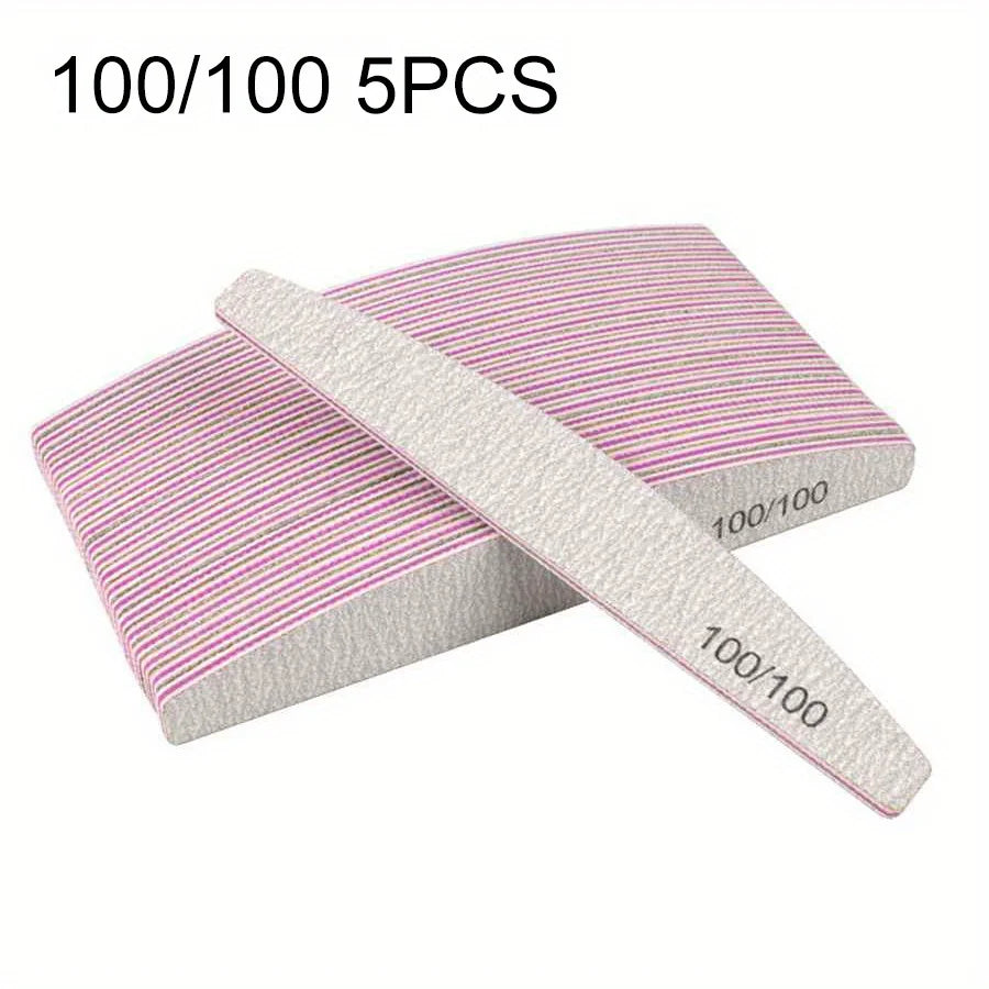 1/3/5/10Pcs Professional Nail File 80/100/150/180/240 Sandpaper Strong Thick Sanding Half Moon Lime nail accessories and Tools
