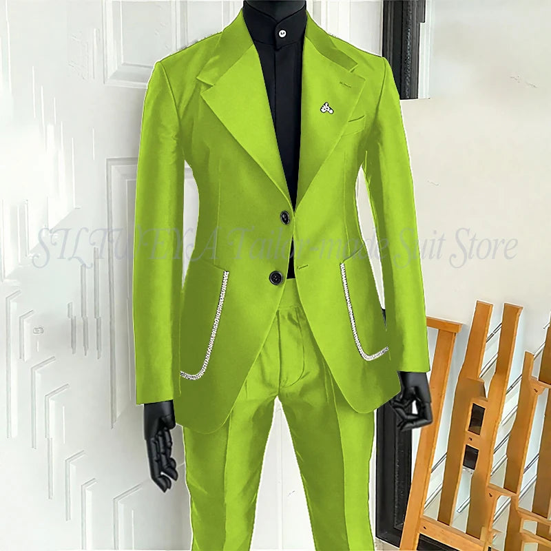 Black Men's 2 Piecs Suits Blazer Pants Single Breasted Daily Work Business Casual Party Suit Set Traje De Hombre Elegante