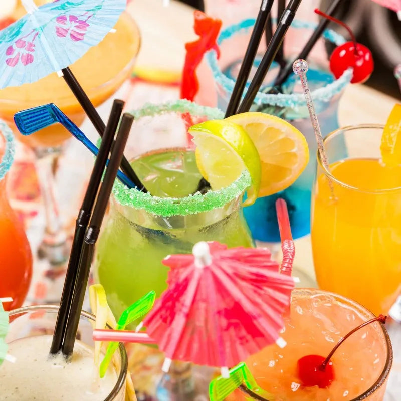 100-1000Pcs Drinking Straws Colorful & Black rietjes Flexible Wedding Party Supplies Drinking Straws Kitchen Wholesale