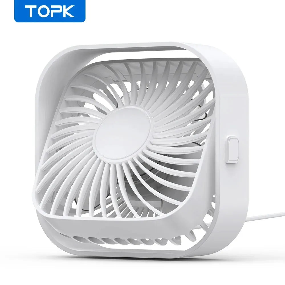 TOPK USB Portable Mini Fan,Desk Personal Electric Fan Table ,Standing Fans for Room,3 Speed Wind 360°Rotatable for Camping Quie