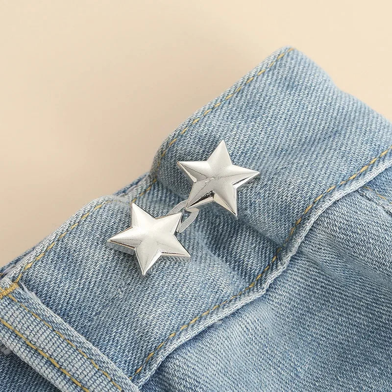 1 Pair Jeans Button Adjustable Clips for Pant Skirts Waist Tightener Buckle Snap Button Adjuster Pants Pin Retractable Button