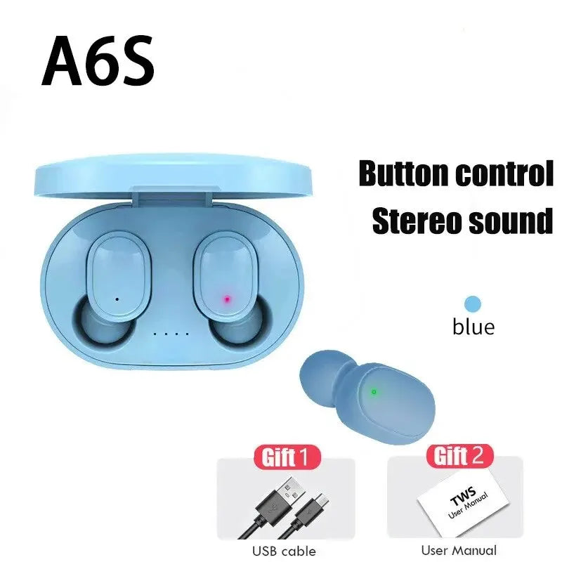 Original A6S TWS Headset Wireless Earphones Bluetooth Headphones Sport Stereo Fone Bluetooth Earbuds for Xiaomi Huawei iPhone