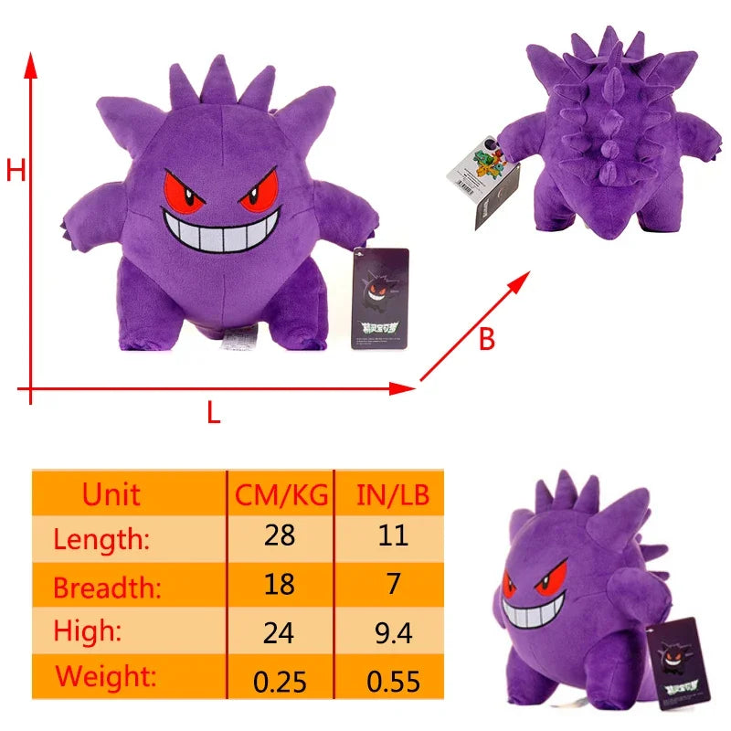 New Gengar Plush Toy Mega Gengar Soft Stuffed Doll Cartoon Cute Plush Dolls Throw Pillow Birthday Gift For Kids Boys