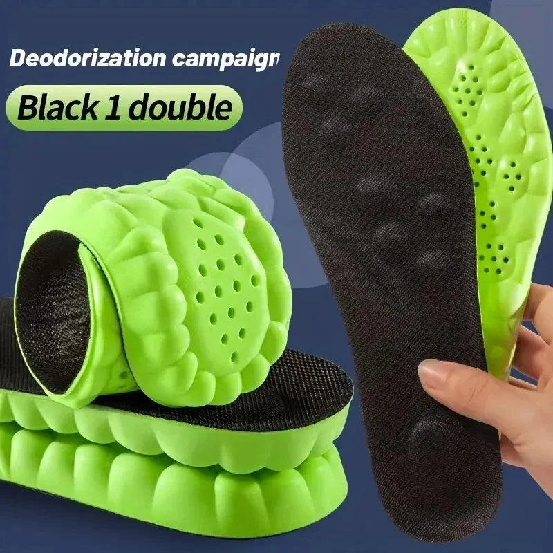 1/2/4pairs Latex Sport Insoles Soft High Elasticity Shoe Pads Orthotic Breathable Shock Absorption Cushion Arch Support Insole