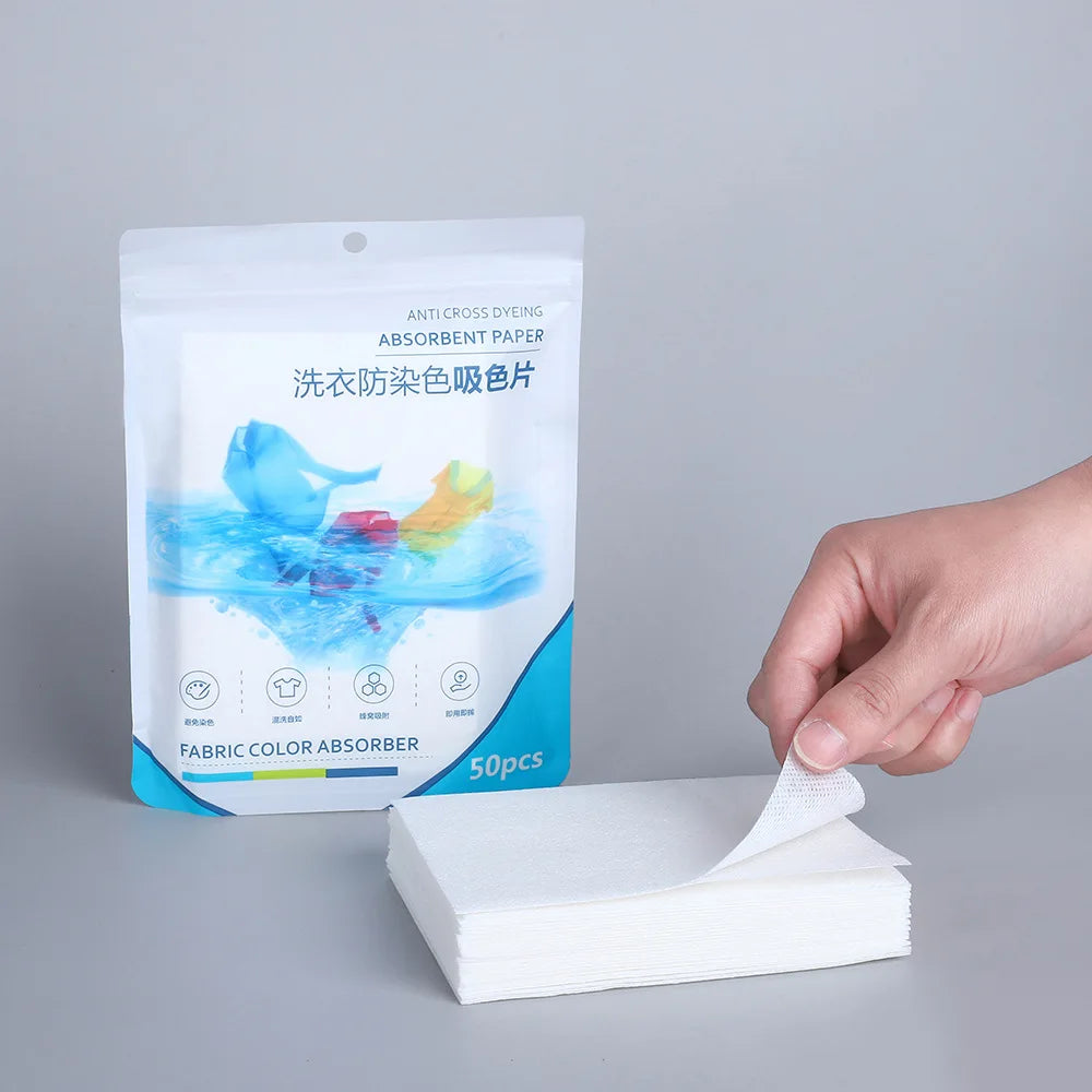 50 PCS/Bag Laundry Tablets Color Absorption Anti-Staining Sheets Anti-String Mixing Washing Accessories Long-lasting Fragrance