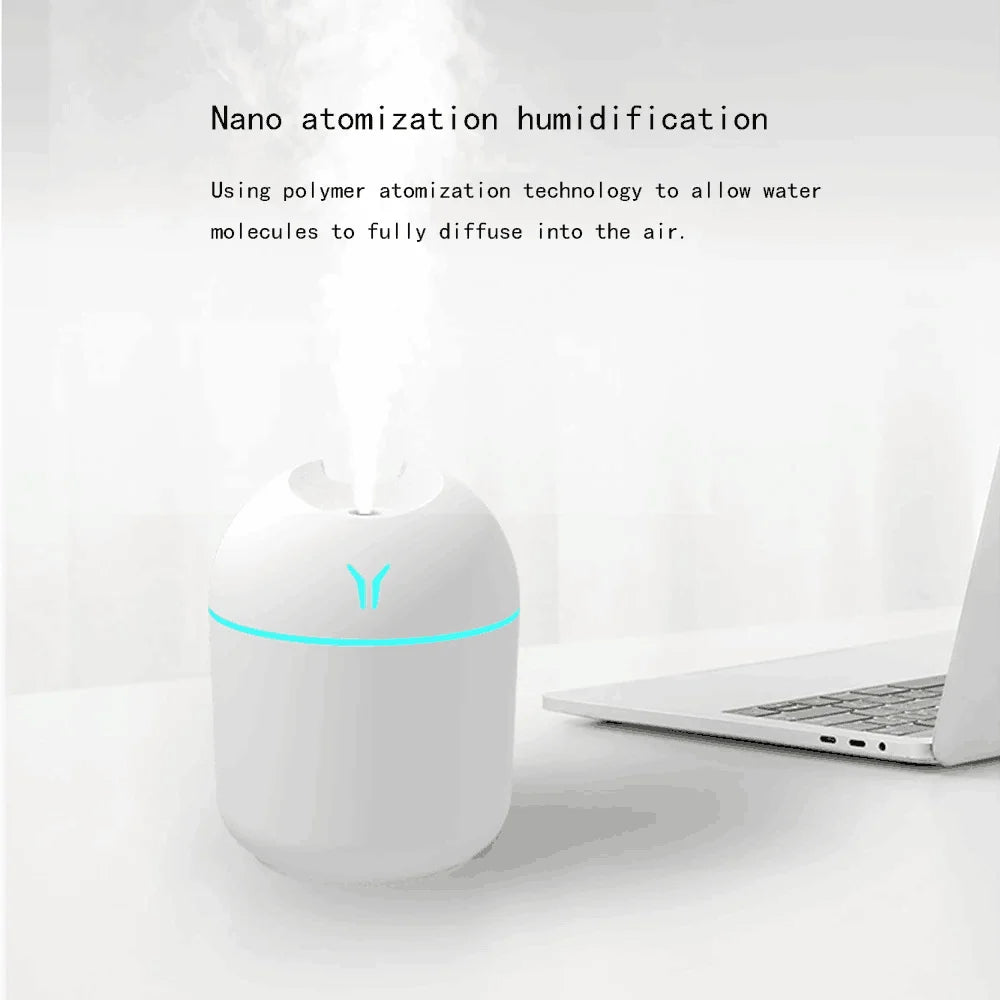 250ML USB Mini Air Humidifier Aroma Essential Oil Diffuser For Home Car Ultrasonic Mute Mist Maker Diffuser with LED Color Lamp